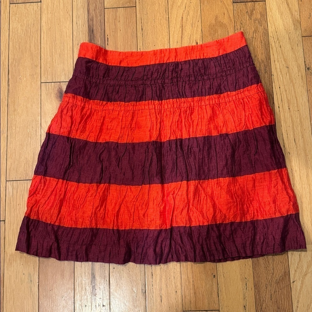 Ann Taylor LOFT | Pleated Striped Orange/Purple Skirt | Above the Knee | size 6